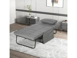 Fauteuil Relax Canapé Pouf Lit D'appoint 4 En 1 Dossier Inclinable 5 Niveaux Repose-pied Rabattable Châssis Acier Noir Polyester Gris 8 Fauteuil Relax Canapé Pouf Lit D'appoint 4 En 1 Dossier Inclinable 5 Niveaux Repose-pied Rabattable Châssis Acier Noir Polyester Gris -Deco.fr Soldes Boutique fauteuil 9491445