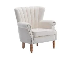 Fauteuil En Tissu Crème Finition Cloutée BATOUMI 8 Fauteuil En Tissu Crème Finition Cloutée BATOUMI -Deco.fr Soldes Boutique fauteuil 9927263
