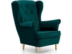 Fauteuil 1 Place En Tissu Velours Catégorie Luxe, Vert Foncé, ARNAUD