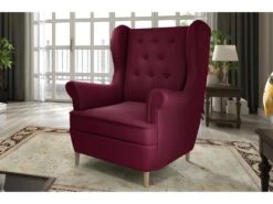 Fauteuil 1 Place En Tissu Velours Catégorie Luxe, Bordeaux, ARNAUD