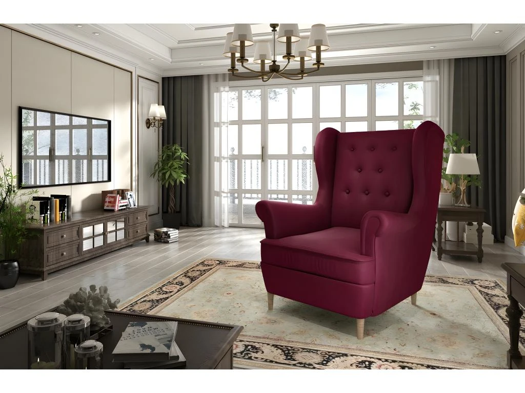 Fauteuil 1 Place En Tissu Velours Catégorie Luxe, Bordeaux, ARNAUD 2 Fauteuil 1 Place En Tissu Velours Catégorie Luxe, Bordeaux, ARNAUD – Image 2