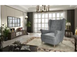 Fauteuil 1 Place En Tissu Velours Catégorie Luxe, Gris, ARNAUD -Deco.fr Soldes Boutique fauteuil 9998833