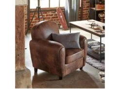 Fauteuil En Mousse PU Coloris Marron - Longueur 81 X Profondeur 86 X Hauteur 81 Cm -Deco.fr Soldes Boutique fauteuil 9999271