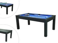 Table Transformable Noire - Billard & Ping-pong - L182 X L102 X H80 Cm - SOUSA -Deco.fr Soldes Boutique jeux interieur 506133