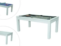 Table Transformable Blanche - Billard & Ping-pong - L182 X L102 X H80 Cm - HENK -Deco.fr Soldes Boutique jeux interieur 506135