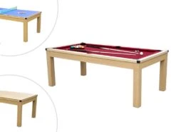 Table Transformable - Billard & Ping-pong BALTHAZAR - 213*112*81.5cm - Rouge -Deco.fr Soldes Boutique jeux interieur 506191