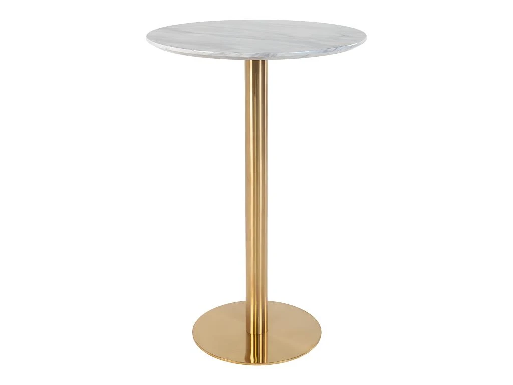 TYROL - Table Haute Ø70cm Aspect Marbré Et Pied Métal Doré 1 TYROL - Table Haute Ø70cm Aspect Marbré Et Pied Métal Doré
