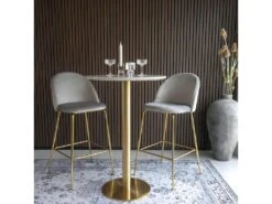 TYROL - Table Haute Ø70cm Aspect Marbré Et Pied Métal Doré 8 TYROL - Table Haute Ø70cm Aspect Marbré Et Pied Métal Doré -Deco.fr Soldes Boutique meuble de bar 9853015