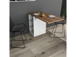 Meuble Cuisine Table Rabattable Blanc Châtaignier 9 Meuble Cuisine Table Rabattable Blanc Châtaignier -Deco.fr Soldes Boutique meuble de cuisine 10038317