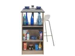 Meuble Rangement De Cuisine Chêne Avec Table - Coloris: Noir -Deco.fr Soldes Boutique meuble de cuisine 10038643