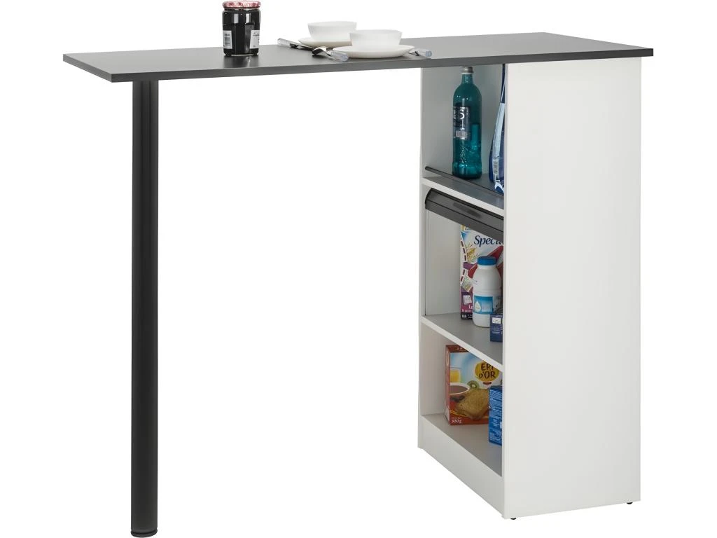 Table De Cuisine Et Meuble De Rangement Blancs - Coloris: Noir 2 Table De Cuisine Et Meuble De Rangement Blancs - Coloris: Noir – Image 2