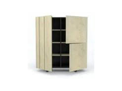 Vaisselier 3 Portes Chêne Clair/Ardoise N°1 - FOREST -Deco.fr Soldes Boutique meuble de cuisine 18273537