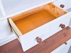 SOCOA - Buffet Vaisselier 5 Portes 6 Tiroirs Bois Massif Vernis Sepia Et Blanc -Deco.fr Soldes Boutique meuble de cuisine 9183503