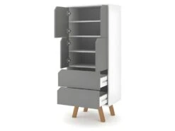 Vaisselier Design AOMORI 2 Tiroirs, 4 Portes, Coloris Blanc Et Gris Mat -Deco.fr Soldes Boutique meuble de cuisine 9543807