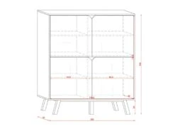 Buffet Haut Design Type Scandinave Collection AOMORI 4 Portes, Coloris Blanc Et Gris Mat -Deco.fr Soldes Boutique meuble de cuisine 9544455