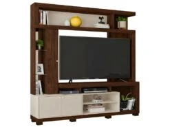 Meuble TV Mural 65 Pouces Wengé Et Ecru