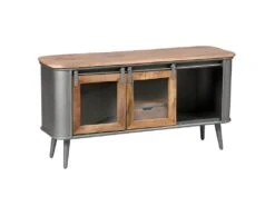 PALISSO - Meuble TV 2 Portes Bois Et Acier Patiné -Deco.fr Soldes Boutique meuble tv 10000643