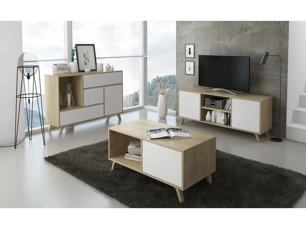 Meuble TV 100 Avec Porte A Gauche, WIND, Puccini, Porte Blanche, 95x40x57cm 4 Meuble TV 100 Avec Porte A Gauche, WIND, Puccini, Porte Blanche, 95x40x57cm – Image 4