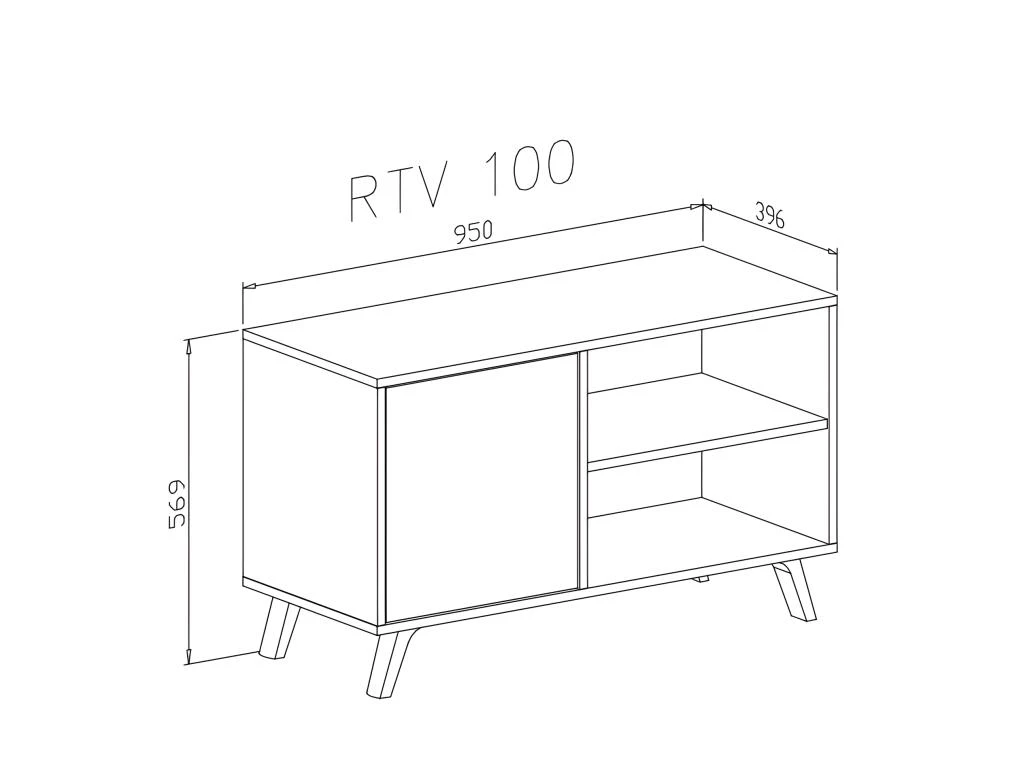 Meuble TV 100 Avec Porte A Gauche, WIND, Puccini, Porte Blanche, 95x40x57cm 5 Meuble TV 100 Avec Porte A Gauche, WIND, Puccini, Porte Blanche, 95x40x57cm – Image 5