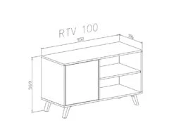 Meuble TV 100 Avec Porte A Gauche, Pour Salon, Modele WIND, BLANC MAT/CIMENT, 95x40x57cm -Deco.fr Soldes Boutique meuble tv 10001333