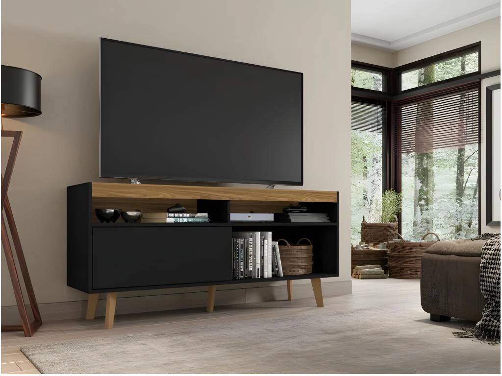 Meuble TV 55 Pouces Maxi Noir Et Chêne NOAH 3 Meuble TV 55 Pouces Maxi Noir Et Chêne NOAH – Image 3