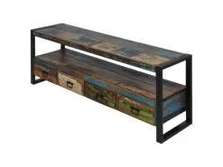 KALI - Meuble TV Bois Recyclé Et Métal Noir -Deco.fr Soldes Boutique meuble tv 10003211