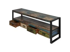 KALI - Meuble TV Bois Recyclé Et Métal Noir -Deco.fr Soldes Boutique meuble tv 10003213