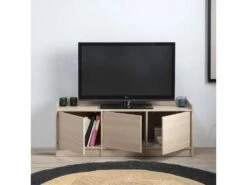 Meuble TV Moscú Avec 3 Portes, Couleur Chêne, 139 Cm -Deco.fr Soldes Boutique meuble tv 10003471