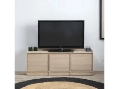 Meuble TV Moscú Avec 3 Portes, Couleur Chêne, 139 Cm -Deco.fr Soldes Boutique meuble tv 10003473