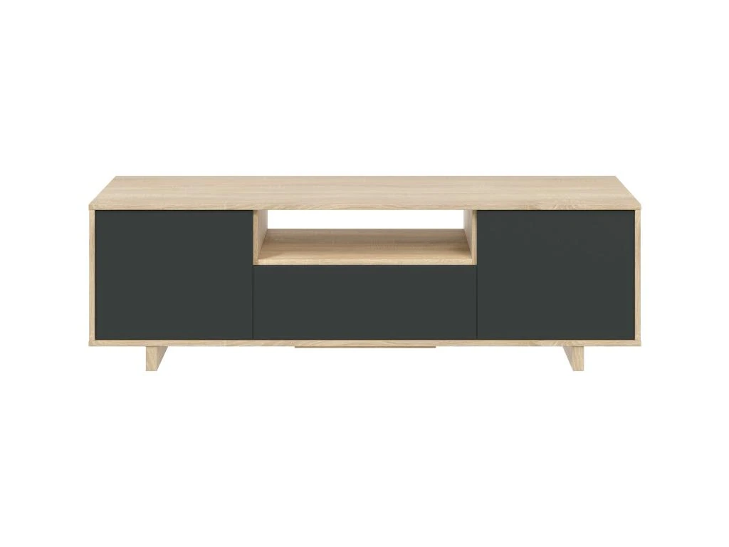 Meuble TV Zaida 3 Portes Couleur Chêne Et Gris, 150 Cm (Largeur) 2 Meuble TV Zaida 3 Portes Couleur Chêne Et Gris, 150 Cm (Largeur) – Image 2