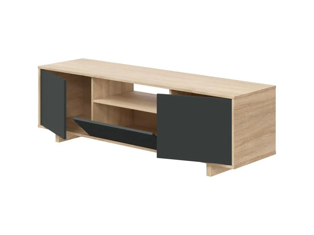 Meuble TV Zaida 3 Portes Couleur Chêne Et Gris, 150 Cm (Largeur) 3 Meuble TV Zaida 3 Portes Couleur Chêne Et Gris, 150 Cm (Largeur) – Image 3