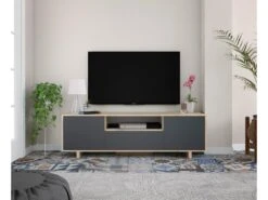 Meuble TV Zaida 3 Portes Couleur Chêne Et Gris, 150 Cm (Largeur) 8 Meuble TV Zaida 3 Portes Couleur Chêne Et Gris, 150 Cm (Largeur) -Deco.fr Soldes Boutique meuble tv 10003719