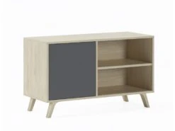 Meuble TV 100 Avec Porte A Gauche, WIND, Puccini, Porte Gris Anthracite, 95x40x57cm