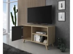 Meuble TV 100 Avec Porte A Gauche, WIND, Puccini, Porte Gris Anthracite, 95x40x57cm -Deco.fr Soldes Boutique meuble tv 10003811
