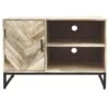 MANKO - Meuble TV 1 Porte 2 Niches En Manguier Massif -Deco.fr Soldes Boutique meuble tv 10008435