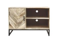 MANKO - Meuble TV 1 Porte 2 Niches En Manguier Massif