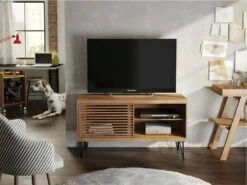 Meuble TV 50 Pouces 1 Porte Coulissante 3 Niches 8 Meuble TV 50 Pouces 1 Porte Coulissante 3 Niches -Deco.fr Soldes Boutique meuble tv 10008513