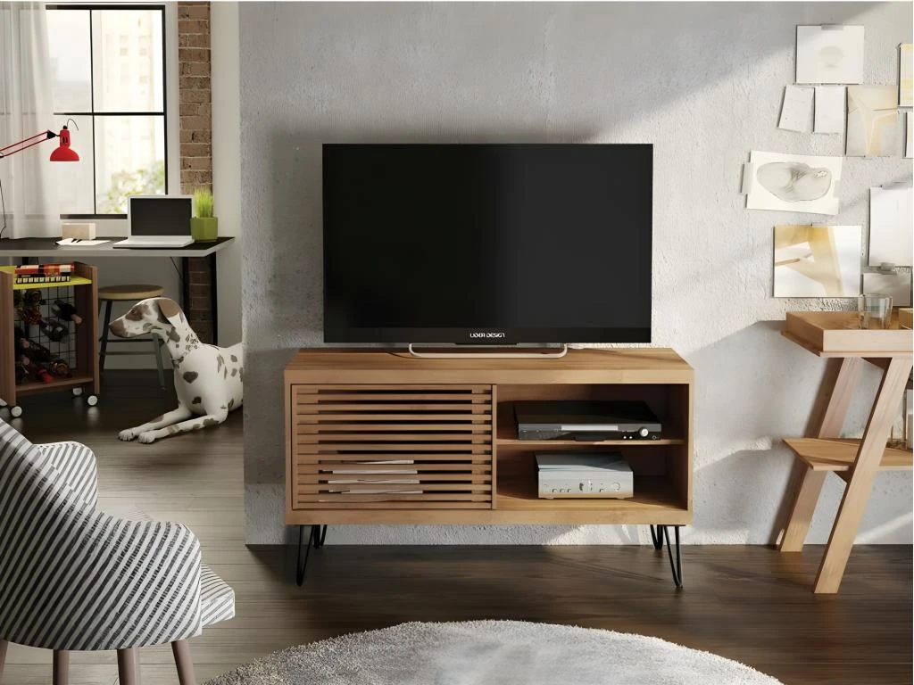 Meuble TV 50 Pouces 1 Porte Coulissante 3 Niches 4 Meuble TV 50 Pouces 1 Porte Coulissante 3 Niches – Image 4