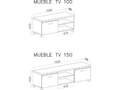 Meuble TV LED, Salon-Sejour, Blanc Et Noir Laque, 100x40x42cm 6 Meuble TV LED, Salon-Sejour, Blanc Et Noir Laque, 100x40x42cm -Deco.fr Soldes Boutique meuble tv 10008773