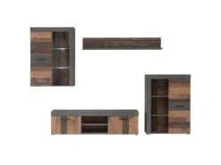 Ensemble Meuble TV Paroi Murale Finition Bois Et Béton Foncé - JULIAN -Deco.fr Soldes Boutique meuble tv 10567941