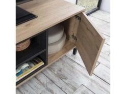 Meuble TV Javea 2 Tiroirs Et 1 Porte, Couleur Bois Et Noir, 136,5 Cm (Largeur) 13 Meuble TV Javea 2 Tiroirs Et 1 Porte, Couleur Bois Et Noir, 136,5 Cm (Largeur) -Deco.fr Soldes Boutique meuble tv 10761157