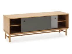 Meuble TV Magnus 2 Portes Coulissantes Couleur Gris, Bois Massif, 140 Cm (Largeur) 6 Meuble TV Magnus 2 Portes Coulissantes Couleur Gris, Bois Massif, 140 Cm (Largeur) -Deco.fr Soldes Boutique meuble tv 10761589