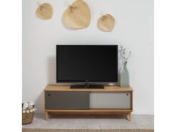 Meuble TV Magnus 2 Portes Coulissantes Couleur Gris, Bois Massif, 140 Cm (Largeur) 9 Meuble TV Magnus 2 Portes Coulissantes Couleur Gris, Bois Massif, 140 Cm (Largeur) -Deco.fr Soldes Boutique meuble tv 10761595