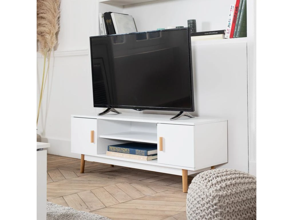 Meuble TV JOEY Blanc - HAPPY GARDEN 1 Meuble TV JOEY Blanc - HAPPY GARDEN