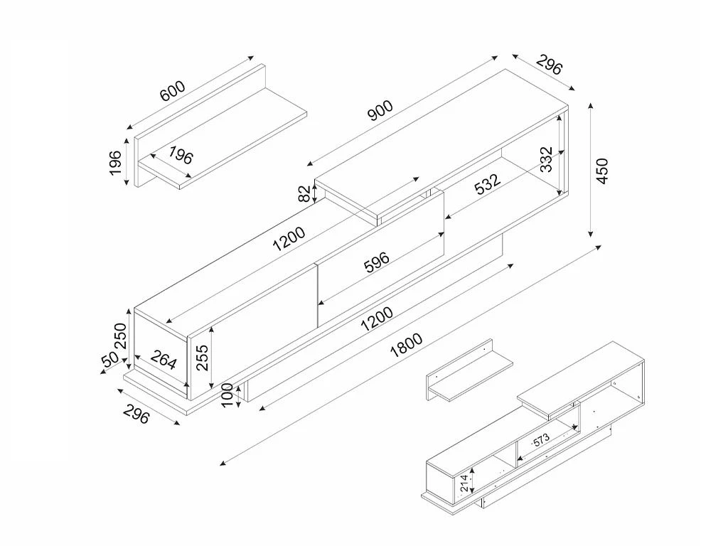 Ensemble TV Avec Rangements - Naturel Et Blanc - RANEBI II 4 Ensemble TV Avec Rangements - Naturel Et Blanc - RANEBI II â Image 4