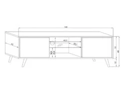 Meuble TV 2 Portes 140 Cm Kymani Blanc -Deco.fr Soldes Boutique meuble tv 11108115