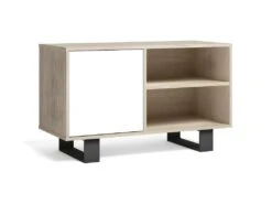 Meuble TV 100 1 Porte, Modèle WIND, Couleur Chêne-Blanche, 95x40x57cm.