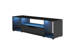 Meuble TV Gamer 1 Tiroir 3 Niches Noir - LAIRA -Deco.fr Soldes Boutique meuble tv 11126093