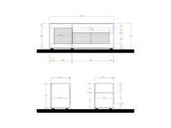 Meuble TV 3 Portes Blanc/Béton Ciré Clair - LUBIO -Deco.fr Soldes Boutique meuble tv 11126453