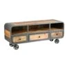 Meuble TV 3 Tiroirs Acier/Bois Massif - CHALERSTON -Deco.fr Soldes Boutique meuble tv 11126593